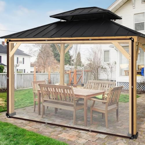 BeGrit 2M x 3M wasserdichte Transparente Plane mit Ösen Wetterfeste Plane Transparente Strapazierfähige Vordächer und Planen enthalten Spanngummi für Gartenmöbel Pflanzen Gewächshaus Pet Hutch Dach