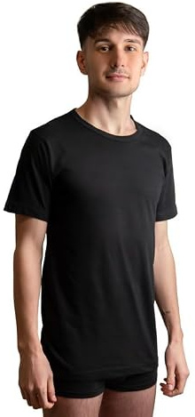 Set da 3 T-Shirt Uomo Cotone Caldo Manica Corta, Maglietta Intima Termica