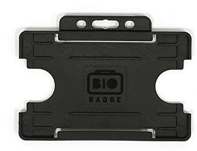 BioBadge Black ID Card Holders Open-Faced for ID Badge, Landscape, 100 Pack
