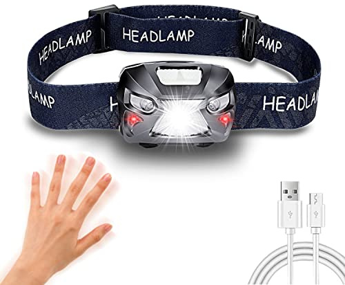 Lampe Frontale LED Rechargeable USB, Torche Frontale LED, 6 Modes Lampe Frontale Puissante,Étanche Ipx5,Super Lumineuse,Réglable, pour Le Camping, la Pêche, la Cave, Le Jogging et la Randonnée