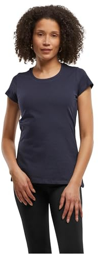 Build Your Brand Damen Basic Tee – Figurbetontes Baumwoll T-Shirt mit Rundhalsausschnitt & kurzen Ärmeln, ideal für Alltag, Freizeit & Veredelung,Navy,XL