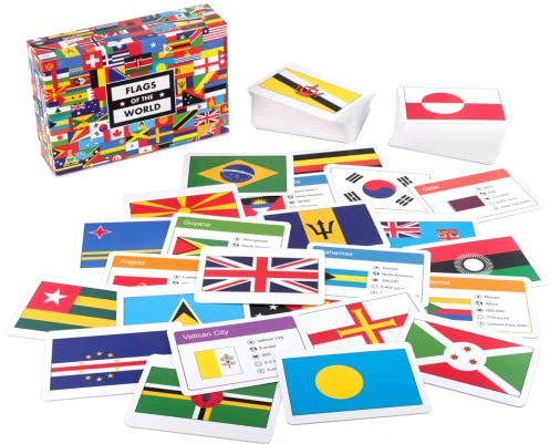 Little Wigwam Flags Of The World Flash Cards - Set of 216 Flags + Country Information