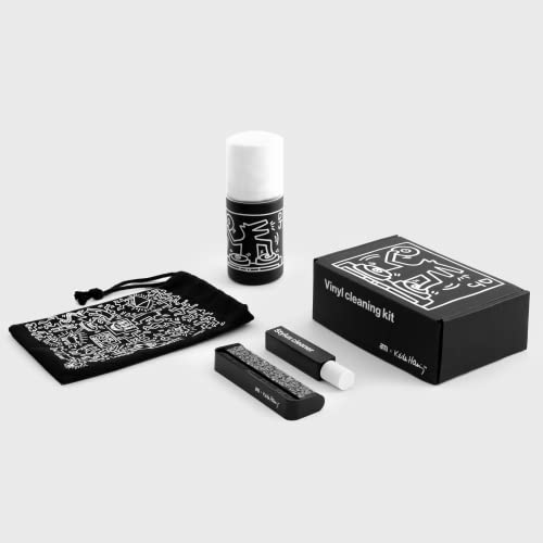 am 3-in-1 Vinyl Record Cleaning Kit – Includes Vinyl Cleaner Spray, Anti-Static Carbon Fibre Brush, Stylus Cleaner & Microfibre Cloth – Vinyl Record Cleaner for Better Sound – Keith Haring Edition