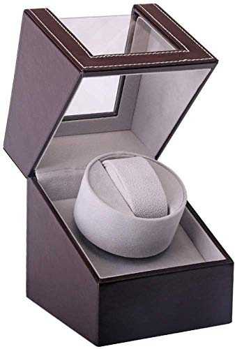 Enrollador de reloj automático Enrollador de reloj para relojes automáticos Estuche a prueba de polvo Estuche de enrollador de reloj individual de cuero Elegante pantalla de cuero 2020 (Color : Black)