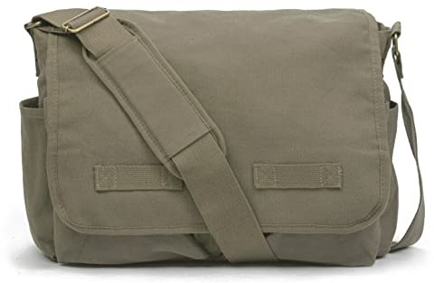 Sweetbriar Classic Vintage Messenger Bag - Original Heavyweight Cotton Canvas Shoulder Bag with Upgraded Features