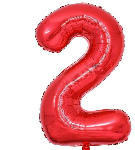 Number 2 Balloon Red Numbers Balloons 2 Birthday Party Foil Balloon 2 Decoration Support Helium-40inch