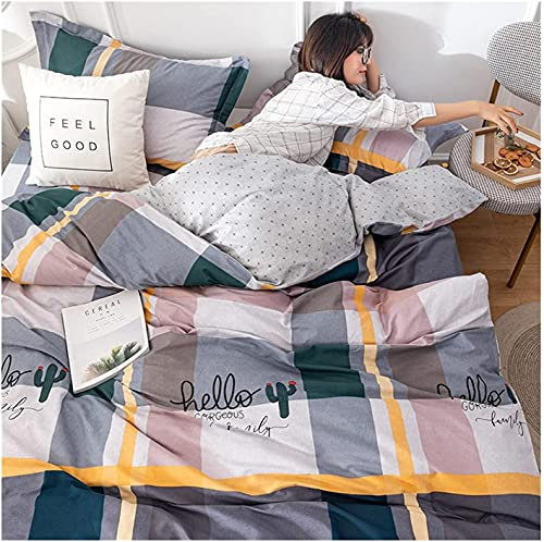 Completo letto a quattro pezzi antimacchia antirughe 100% cotone copripiumino reversibile completo/matrimoniale con letto matrimoniale matrimoniale stampa floreale set di lenzuola matrimoniale (grigio