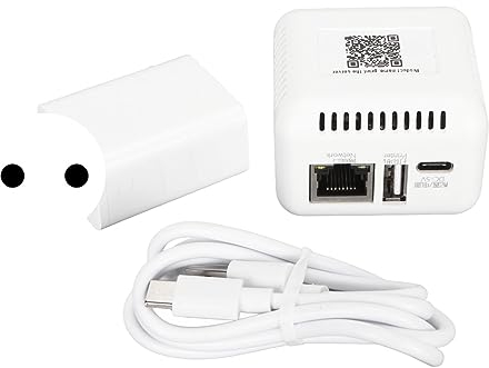 ciciglow Servidor de Impresión de Red USB 2.0, Servidor Compartido de Impresión LAN para Impresoras USB Adaptador de Servidor de Impresión de Computadora para XP o Posterior, para