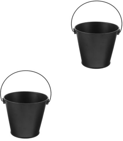 BESPORTBLE 2 Pièces Seau D'égouttage pour Poêle à Frire BBQ Poêlon Baril D'égouttement De Gril Seau à Huile pour Barbecue Fer Blanc Feuille De Fer Petit Seau en Fer