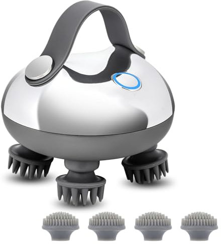 Fiorky Massaggiatore for la testa del cuoio capelluto con 8 testine massaggianti in silicone Dispositivo vibrante for impastare il cuoio capelluto IPX7 Impermeabile for la crescita dei capel