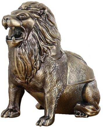 AADDFDD Cendrier Coupe-Vent Lion pour intérieur et extérieur, cendrier en métal Anti-Chute pour la Maison, Le Salon et Le Bureau Red