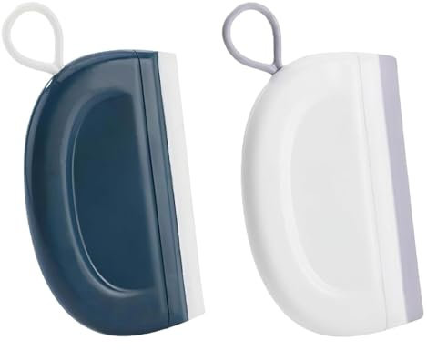 Xiciki Mini rasqueta con tira de goma suave TPR, rascador de silicona y ganchos de plástico para limpieza multiusos en cristales, ventanas, puertas de ducha, coche, baño, cocina (2 unidades)