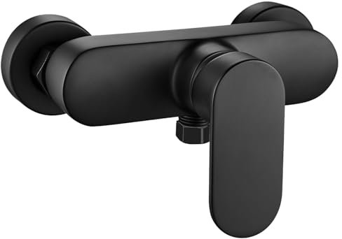 Xkzhrr Mitigeur Monocommande Douche Noir, Robinet Mitigeur de Douche Mural, Robinet de Douche Monocommande, Raccord Fileté pour Flexible en 1/2(Noir)