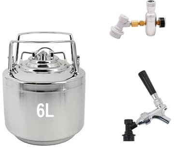 Xjpocdbjhe Equipos de elaboración de Cerveza Sistema de Barril Completo, Nuevo Barril con Cierre de Bola de 6 l, Grifo portátil, Barril de Cerveza Equipos de elaboración de Cerveza(B)