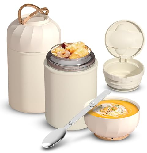 GBKDQQ Récipient isotherme pour aliments - 850 ml - En acier inoxydable - Boîte à lunch isolée pour yaourt, céréales, aliments pour bébé - Avec cuillère incluse - Va au lave-vaisselle - Garde au chaud