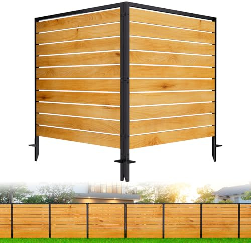 3 Panels No Dig Wooden Privacy Fence Screen, 42 H X 40 W Outdoor Air Conditioner Fences, Hide Trash Bins Or Ac Units, Decorative Garden, Patio, Backyard Fence -Temporary Fencing