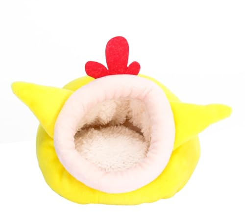 TOYANDONA Cama para Hámster y Erizo Nido Cálido de Algodón Saco Térmico Invierno para Animales Pequeños y Cómodo Diseño de Pollo Amarillo Lavable y Multiuso