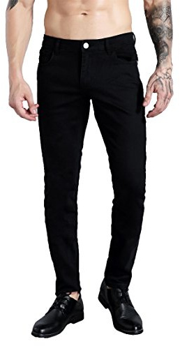 ZLZ Men's Skinny Slim Fit Stretch Comfy Fashion Jeans Pants, Casual Black Pants for Men Size 34