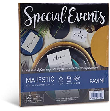 FAVINI A57H118 Special Events 10 buste colore Oro Perlescente e Metallizzato 120 gr formato 17X17 cm Made in Italy