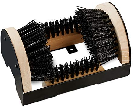 Relaxdays 2X Pulisci Scarpe, Pulitore per Esterni, Setole Robuste, Fissaggio Pavimento, Stivaletti & Scarponi, Nero/Naturale