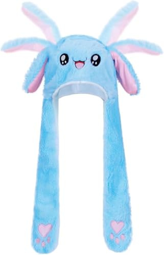 Yixda Lustige Tiermütze Warm Plüsch Mütze Paws Ohren Wintermütze Hut (Blau Hase)