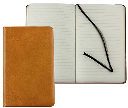 DELMON VARONE - Personalisierbares Notizbuch DIN A5 schmal, gebunden in Premium Vintage Anilin braun - Buch liniert im Hardcover Ledereinband mit Merkband - Geeignet auch als Tagebuch & Reisebuch