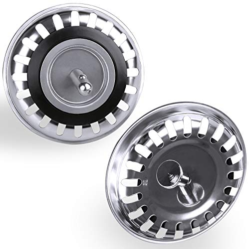 Kitchen Sink Strainer Plug, 2pcs Stainless Sink Strainer Plug, Standard Strainer Drain Protector for Kitchen/Bathroom, Diameter: 79mm