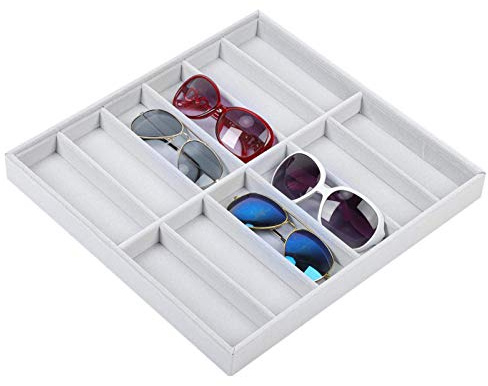 Niiyen Boîte de Rangement à Bijoux, Lunettes de Soleil et Accessoires, Blanc, 12 Grilles, Elegant