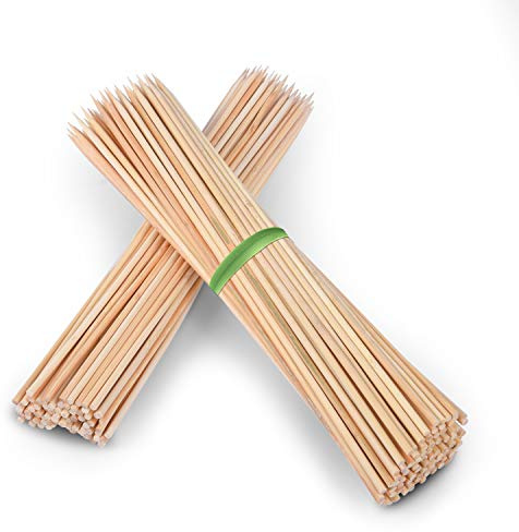 Minisland Premium 12 Inch Bamboo Wooden Skewers for Kabobs 4mm Thick Round BBQ Heavy Food Sticks 100 Counts -MSL167