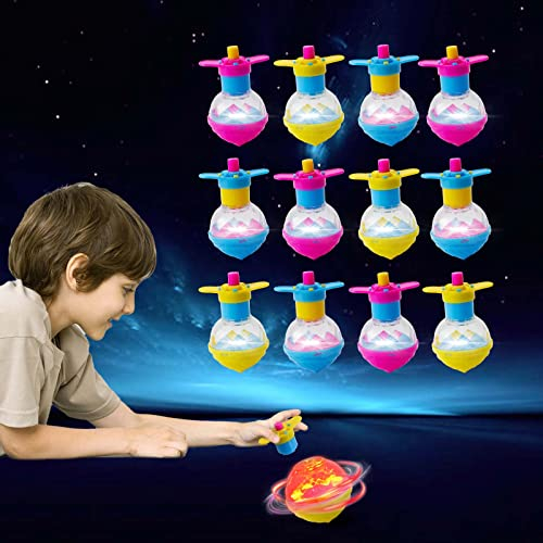 Kindergeburtstag Mitgebsel,12 Stücke Led Gyroskop Gyro Spielzeug Partytütenfüller für Kinder Goodie-Beutebeutel, Party-Mitgebsel Spaß Klassenzimmer-Belohnungen, Pinata Füllung Farbe Zufällig (12Pcs)