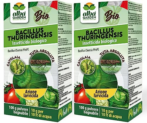 Albagarden - Bacillus Thuringiensis Kurstaki - Insetticida Piante Biologico 2 Pz x 100 GR - Repellente Per Parassiti, Insetti, Larve Dell'orto E Giardino