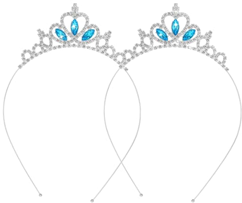 Abeillo 2 Stück Prinzessin Krone, Tiara Krone Damen für Geburtstag Hochzeit Deko, Tiara Strass Stirnband Haarschmuck für Mädchen Kinder Damen (Kreierter Saphir)