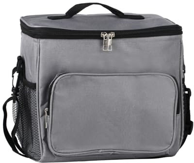 Contenitore termico per il pranzo, 10 l, pieghevole, portatile, per uomo/ragazza/bambini/alimenti/bevande/picnic/spiaggia/scuola/ufficio, colore: nero (grigio)