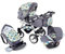 GaGaDumi Urbano Kinderwagen 3 in 1 Komplettset mit Autositz - Baby Stroller 3 in 1 TÜV - Kombikinderwagen 3 in 1 Komplettset Voll-Gummireifen - Grau Eulen