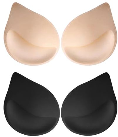 Nayyana 2 paia di inserti per reggiseno, coppa sollevatore, biancheria intima a forma di goccia, rimovibile, traspirante, morbida, per sport bikini, costume da bagno, inserti rimovibili e comodi per