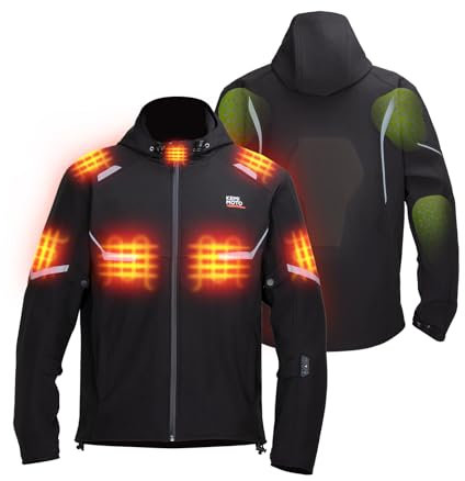 KEMIMOTO Giacca Riscaldata Uomo Donna, Elettrica Giacca Riscaldata con Batteria da 20000 mAh, Impermeabile Antivento con Protezioni per Scooter Motociclisti Tours