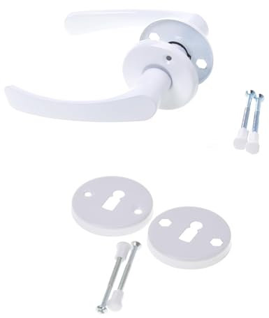 Aqbau® Rosettengarnitur Türgriff Set Türdrücker Drückergarnitur Türbeschlag Türklinke Weiß (BB - Buntbart)