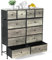 Clevich Stoff-Kommode, Schminktisch Schrank, Aufbewahrungsschrank, 12 Schubladen aus Stoff, Metallrahmen, industrieller Stil, für Wohnzimmer, Flur, Schlafzimmer (Grau)