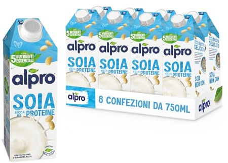 ALPRO CLASSICO, Bevanda alla SOIA, Alternativa Vegetale al Latte, Naturalmente Senza Lattosio, con vitamine B2, B12 e D2 - 8 confezioni da 750 ml
