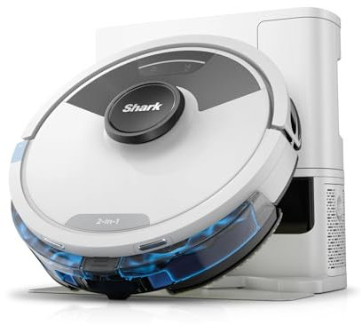 Shark Matrix Plus 2-in-1 Robot Vacuum and Mop with Self-charging Base - Deep-cleans Carpets, Hard Floors and Pet Hair - 3D LiDAR Navigation - Wi-Fi / App - 2 Pads and 2 Brushes incl. - White
