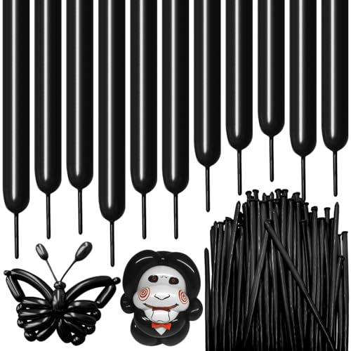 Modelleringsballonger, 100 stycken, ljuslila, lång latexballong, djurballonger, 260 Q latex, långa ballonger för födelsedag, julfest, bröllop, fest, dekoration (svart)
