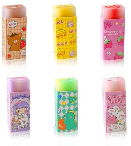 JYNXOR 6 Pièces Mignon Crayon Gomme, Gomme Douce, Gomme Animale Mignonne Enfants, Gomme Enfant, Animé Coloré Gomme, pour Anniversaire Enfants, Maison Fournitures de Bureau Papeterie