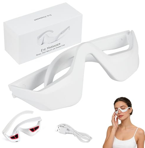 XPJBKC Dispositivo per terapia della luce rossa sotto gli occhi, occhiali per terapia a luce rossa, occhiali da microcorrente, massaggiatore per occhi, per rimuovere occhiaie e rughe (bianco)