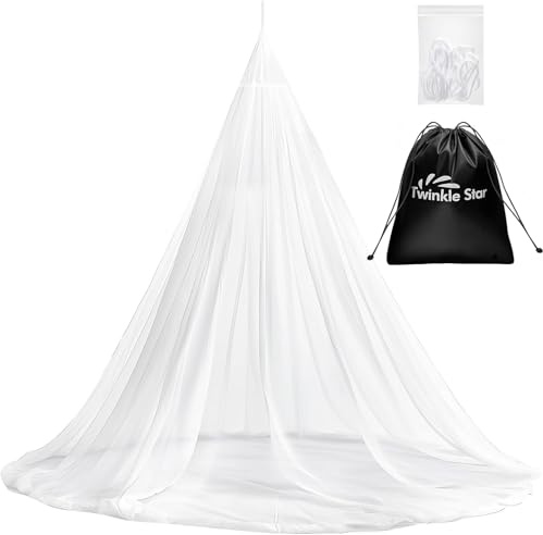 Twinkle Star Travel Mosquito Net for Bed with Hanging Rope, Foldable Fine Mesh Bug Net for Single & Double Bed, Camping Outdoor with Carry Bag