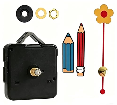 HAPZUR Mecanismo de Reloj Silencioso con Movimiento de Cuarzo de Alta Precisión, Incluye Agujas (22 mm, 33 mm, 45 mm) y Eje de 24 mm (56 x 56 x 16 mm)