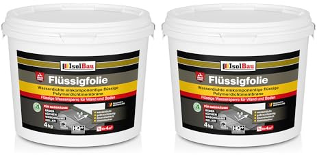 Isolbau Film liquide 8 kg - Joint d'étanchéité pour douche, salle de bain, cuisine - Certificat MPA - Joint d'étanchéité pour mur et sol - Mastic d'étanchéité étanche et sans solvant