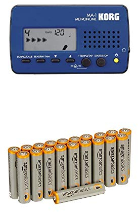 KORG MA-1, Digitales Metronom, schwarz/blau mit Amazon Basics Batterien