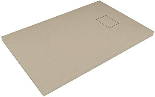 Piatto Doccia Spessore 2.6 Cm In Resina Effetto Pietra Stone Ardesia Antiscivolo Riducibile Indistruttibile Filopavimento Arredo Con Griglia Di Copertura Colore Tortora (Beige) (70 x 120 cm)