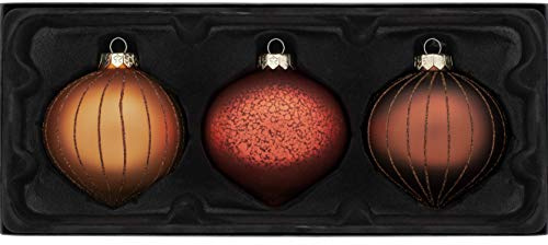 WeRChristmas Weihnachtsbaum-Zwiebelkugeln aus Glas, Kupfer, 11 cm, 3