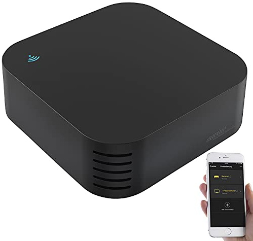 auvisio WLAN Fernbedienung: Lernfähige IR-Fernbedienung, Temperatur-/Luftfeuchtesensor, App, Alexa (Infrarot Alexa, Universal, Wetter)